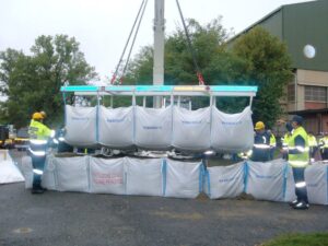 Bulk Sand Bags being used for a dam
