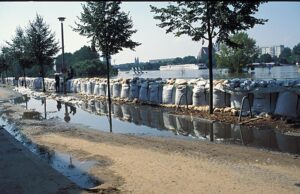 Dike built with sand bulk bags