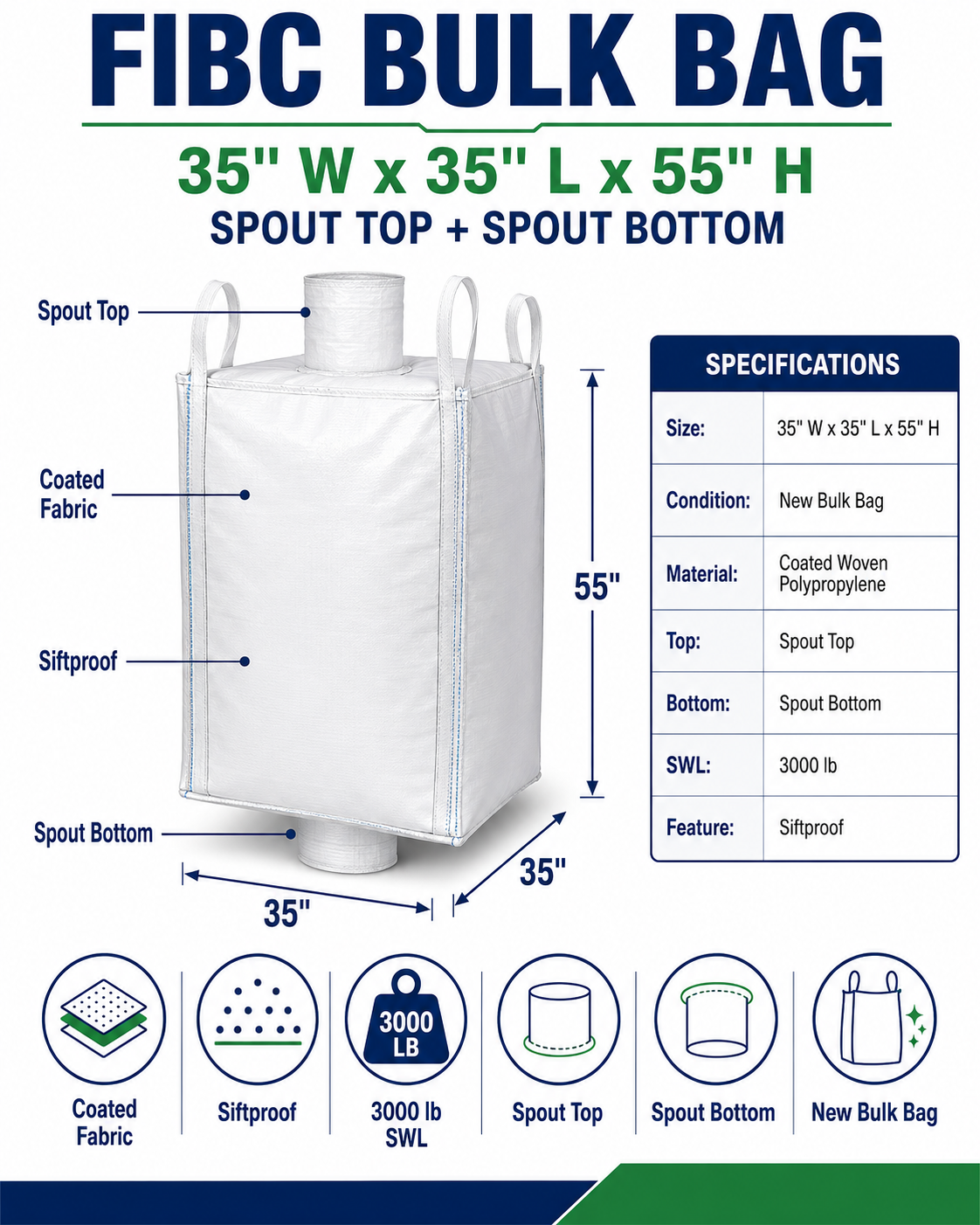 35x35x55 Spout Top, Spout Bottom 3000 lbs - Image 3
