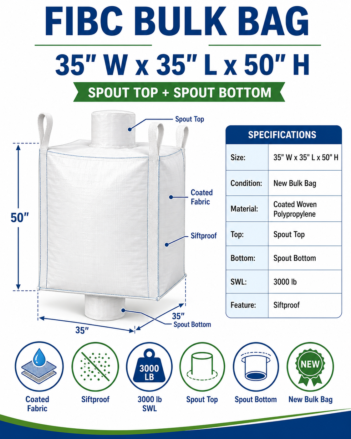 35x35x50 Spout Top, Spout Bottom 3000 lbs - Image 3