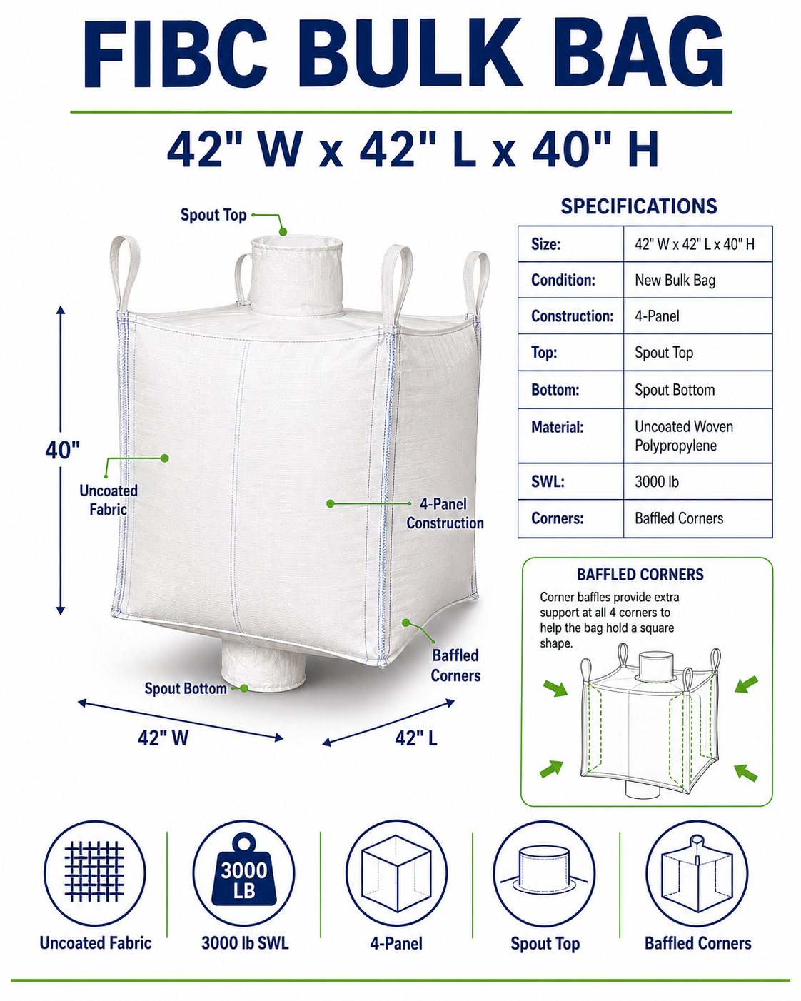 42x42x40 Uncoated Spout Top, Spout Bottom Baffle - Image 3