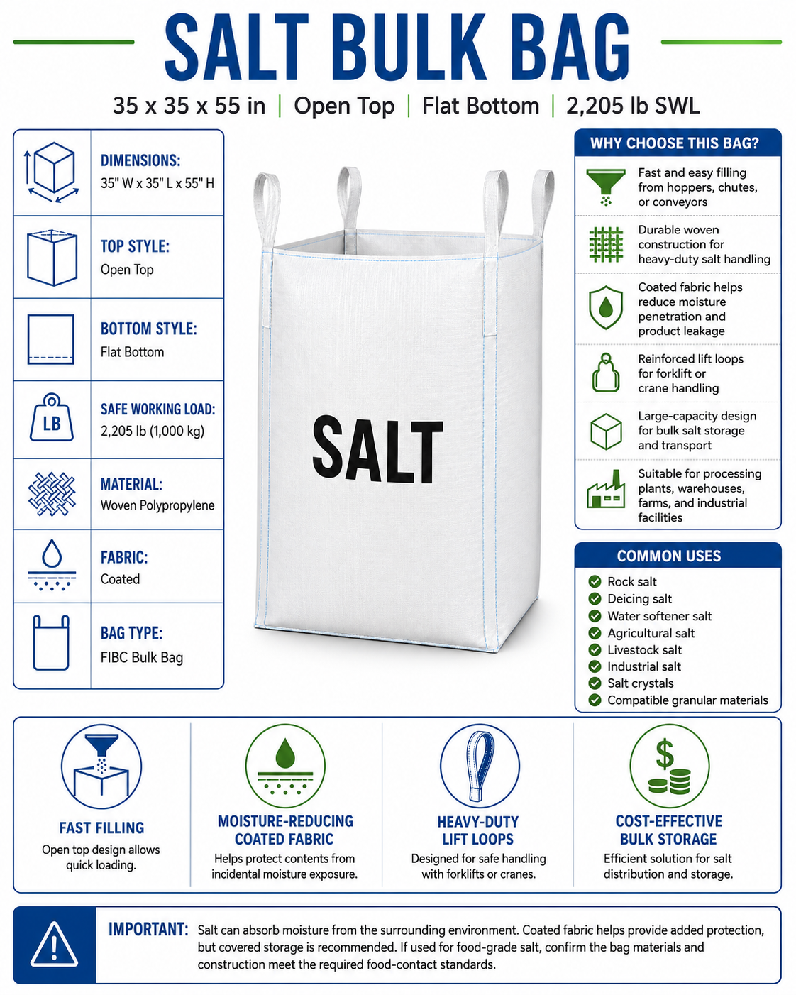 Salt Bulk Bag - 35x35x55 | 2,205 lb SWL - Image 2