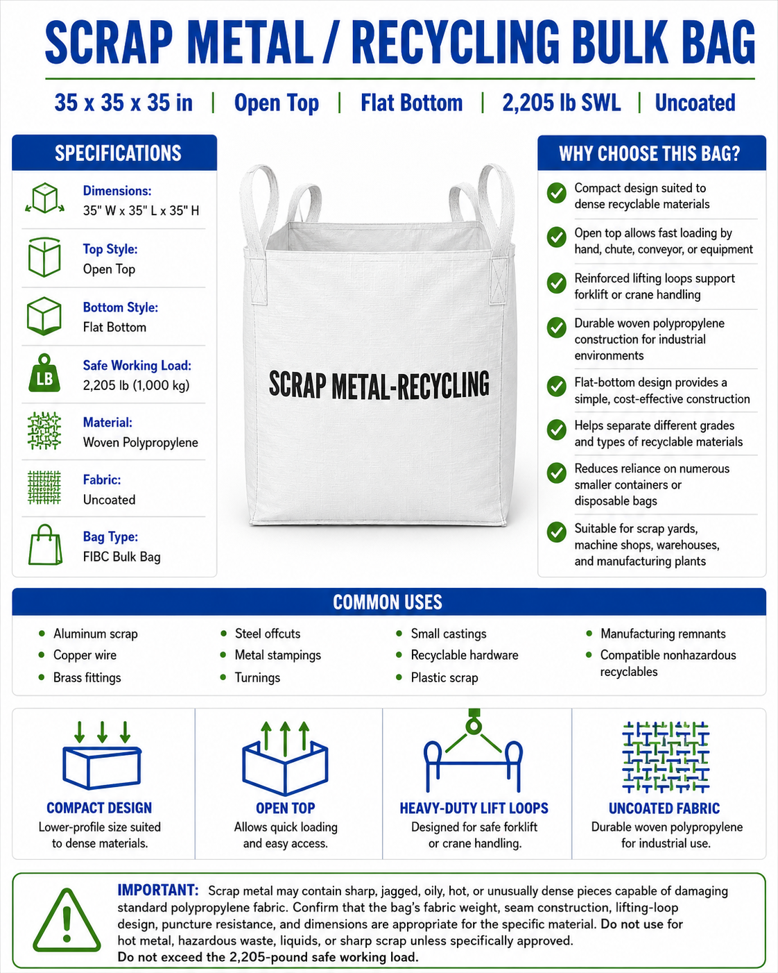 Scrap Meta-Recycling Bulk Bag - 35x35x35 | 2,205 lb SWL - Image 2